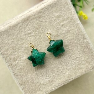 Radiant Emerald Charm – Handcrafted Star Gemstone for healing jewelry | Wire-Wrapped Jewelry | Star Jewelry | Handmade Charms | B&#39;day Gift