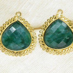 Natural Emerald 20mm Heart Bezel Charms,Gemstone Boho Pendant,Handmade Jewellery Connectors,Wholesale Jewelry,Single Bail Component Charms