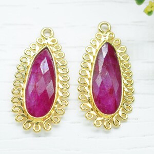 Ruby 8x20 Teardrop Bezel Charms,Gemstone Brass Component,Handmade Jewellery Connectors,Wholesale Jewelry,Single Bail Pendant,B&#39;day gift