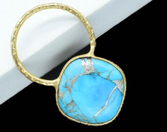 Turquoise Pendant Charms/Gold Plated Jewelry/Gemstone Charms/Wholesale Supply/Gemstone Pendant/Women Jewelry/Necklace Pendant/B'day Gift