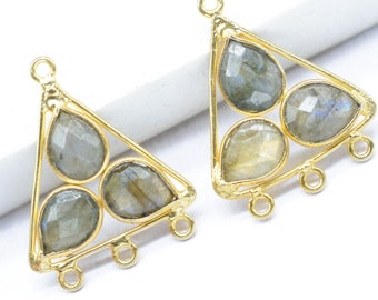 Labradorite Teardrop Faceted Bezel Connector/Jewelry Component/Tringle Shape Pendant/Handcrafted Gemstone Jewelry/Grey Gemstone Pendant/Gift