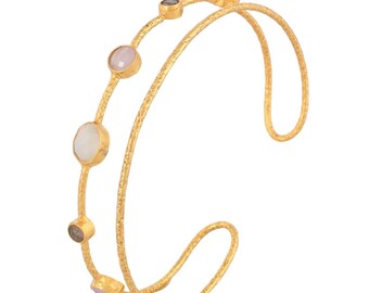 Multi Edelstein Armreif / Vermeil Blue Flash Armreif / handgemachter Armreif / Hoop Armreif / Vergoldeter Armreif / Rosenquarz Armreif / Multi Stein Armreif / Geschenk