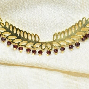 Garnet Double bail charms,Gemstone Leaf Pendant Necklace,Component Handmade jewelry,Wedding Hair Vine Connectors,bead Bar Leaf Charms,Gift