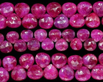 Rubin Edelstein facettierte Herzform Briolette Strang, Rubin Edelstein beidseitig Checker Cut Schmuckherstellung, Rubin Briolette für die Herstellung von Schmuck, Geschenk