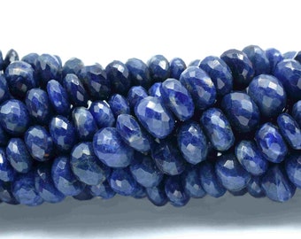 Natural Lapis Lazuli Gemstone Faceted 8mm To 8.5mm Rondelle Shape Strand,Blue Gemstone beads,Semi Precious Beads,Lapis Bigger size bead,Gift