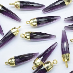 Amethyst Pencil Connector,Amethyst spike Pendant necklace Jewelry Making,Handmade Faceted Spike Pointed Charm,Gemstone Single Bail Pendant