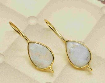Natural Moonstone 9x13mm Pear Shape Earring Connector,Teardrop Connector Jewelry,Moonstone Studs Earrings Jewelry,Finding Jewelry Craft,Gift