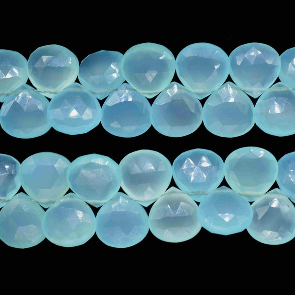 Aqua Chalcedony Heart shape Briolettes,Aqua Chalcedony Checker Cut Briolette,Aqua Chalcedony Gemstone Briolette's Strand, Calibrated Jewelry