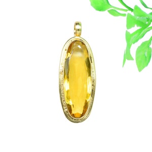 Citrine Oval Shape Pendants Charm,Handmade Craft Pendant,Gemstone faceted Long Pendant,Brass Pendant Jewelry,Statement Pendants,Loop Pendant