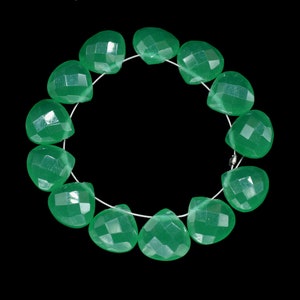 Natural Green Onyx Faceted 10mm Heart Shape Beads Strand,Onyx Gemstone Briolettes,Green Onyx Briolettes,Green Onyx Briolette Jewellery,Gift