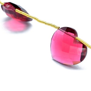 Pink Tourmaline 14mm Heart Shape Briolette,Tourmaline Quartz Gemstone Checker Cut briolette&#39;s Jewelry,Pink Tourmaline Gemstone Jewelry, Gift