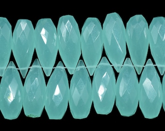 Natural Aqua Chalcedony Faceted Gemstone 6x16mm Drops Briolettes,Aqua Chalcedony Teardrop Shape Briolettes,Chalcedony Calibrated Briolettes