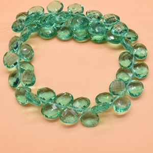 Green Apatite Faceted 10mm Heart Shape Briolettes,Side Drilled Briolette,Finest Apatite Briolette,Handmade Briolette, Birthstone Briolettes