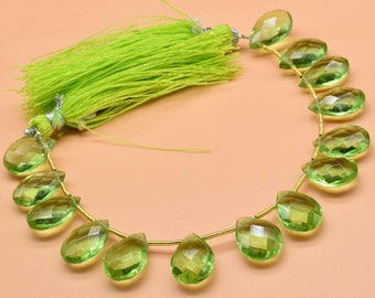 Peridot Gemstone 9x13mm Teardrop Shape beads, Peridot Briolette&#39;s, Peridot Faceted Pear Briolette&#39;s, Peridot Jewelry making beads,