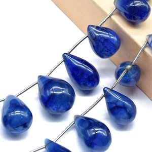 Blue Sapphire Teardrop Beads,Quartz 10x14 To 13x22mm Smooth Briolettes,Sapphire Teardrop Briolette,Gemstone Quartz Smooth Briolettes Jewelry