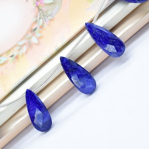 Blue Sapphire Faceted Long 8x20mm Pear Shape Briolette Beads, Sapphire Gemstone Briolettes, jewelry supplies,Sapphire drops, Jewelry making