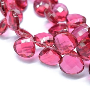 Pink Tourmaline 10mm Heart Shape Briolettes,Precious Briolettes,Tourmaline Faceted beads,Pink Briolette,AAA Quality Drop,50 pcs full Strand
