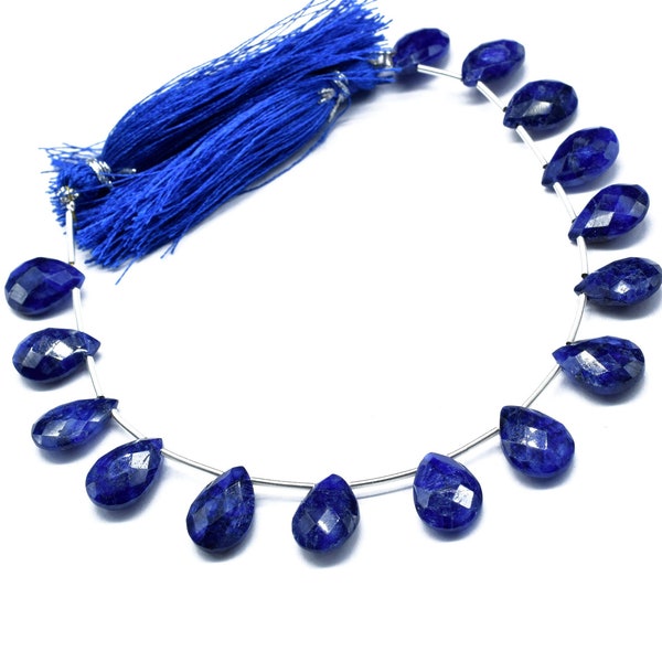 Natural Blue Sapphire 9x13 Pear Shape Briolettes,Sapphire Drops,Sapphire Faceted Teardrop,Sapphire Faceted Pear Briolettes,Jewelry Making