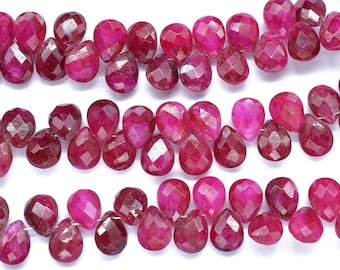 Natural Ruby Gemstone 6x8mm Teardrop Shape Briolette,Ruby Briolette,Ruby Faceted Pear Briolettes,Ruby Gemstone Drop Jewelry making Supplies