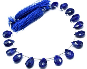 Natural Blue Sapphire 9x13 Pear Shape Briolettes,Sapphire Drops,Sapphire Faceted Teardrop,Sapphire Faceted Pear Briolettes,Jewelry Making