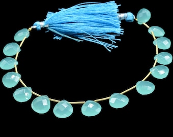 Aqua Chalcedony 10mm Heart shape Briolettes,Aqua Chalcedony Heart Shape Briolette,Match Pair beads,Chalcedony Faceted Briolettes Calibrated