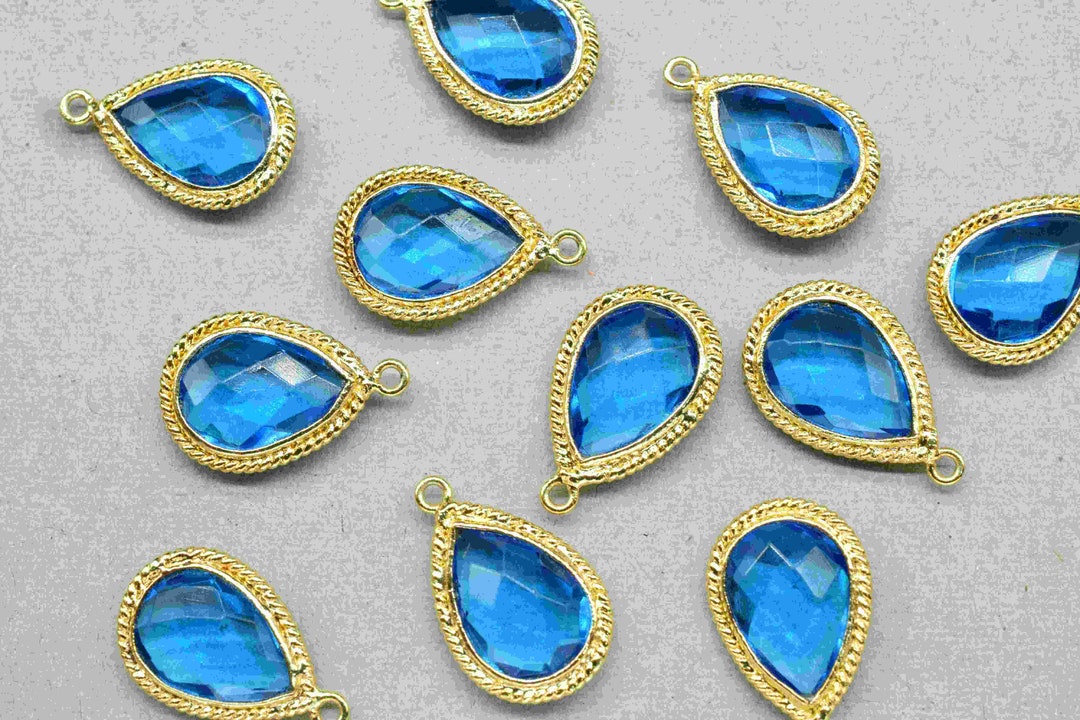 Blue Topaz Gemstone 9x13mm Pear Shape Charm,blue Topaz Single Bail ...