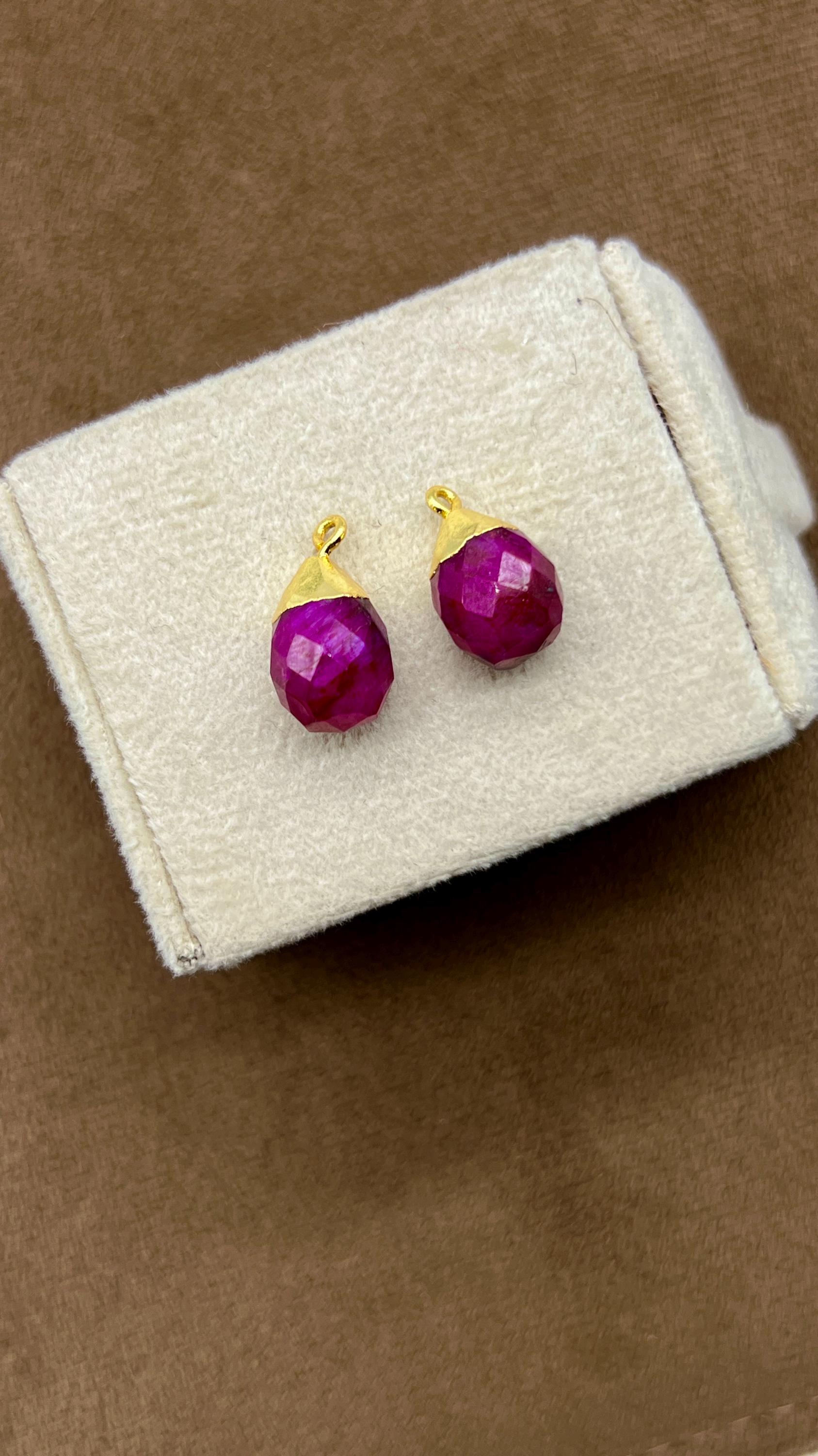 Gocce di rubino naturale / Pietre preziose sfaccettate 10 x 14 mm / Placcate in oro / Forniture per la creazione di gioielli / Cristalli curativi / Gocce di pietre preziose / Regalo