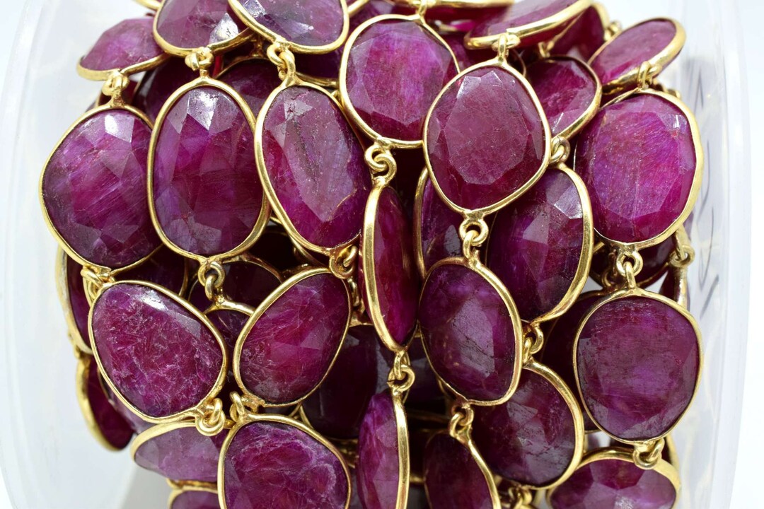 Natural Ruby Gemstone Free Shape Bezel Chain,ruby Bezels Link Chain ...