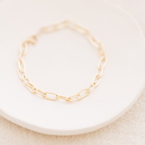 14k Gold Filled Link Chain Bracelet, Sterling Silver Paper Clip Chain Bracelet, Minimalist Chain Bracelet, Stacking Bracelet for Girls