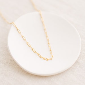 14k Gold Filled Paper Clip Layering Necklace, Womens Gold Chain For Layering, 16&quot; And 18&quot; Inch Paper Clip Necklace, Delicate Necklace
