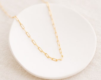 14k Gold Filled Paper Clip Layering Necklace, Womens Gold Chain For Layering, 16" And 18" Inch Paper Clip Necklace, Delicate Necklace