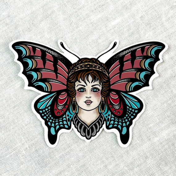 BUTTERFLY WOMAN HEAD柄 ショート丈プルオーバー Butterfly Girl Head Sticker - Etsy