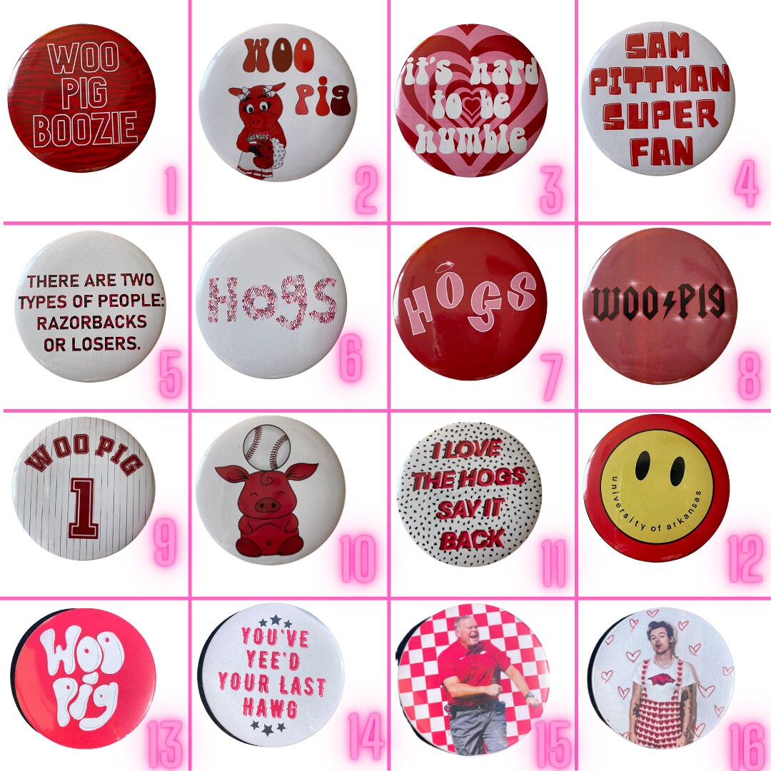 Arkansas Game Day Pins 3in Metal Back Etsy