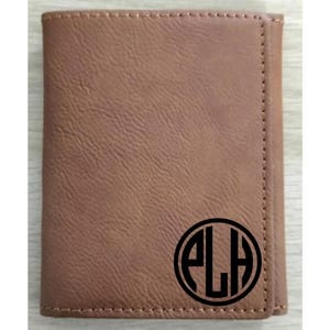 Personalised, Leather Engraved Trifold Wallet for Men