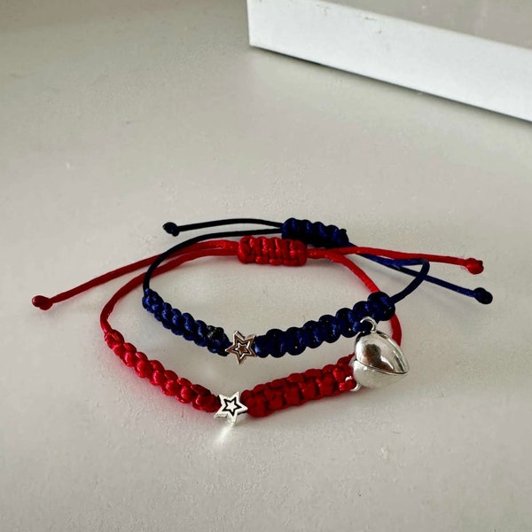 Pulseras de macramé minimalistas ajustables de 2 piezas / Calidad satinada de nailon / Regalo para ellos / ft lana del rey & theweeknd