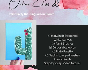 Paint Party Painting Kit - Desert Saguaro Blooming Cactus Painting
