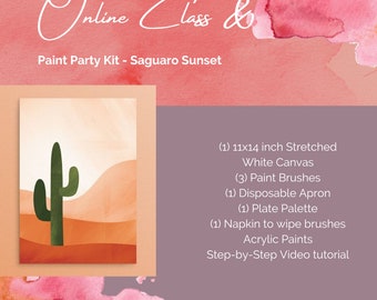 Paint Party Painting Kit - Saguaro Cactus in the Sunrise Painting