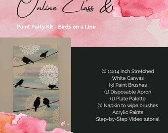 Paint Party Painting Kit - Love Birds on the Line Painting