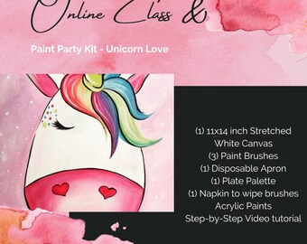 Paint Party Painting Kit - Rainbows and Unicorns Painting