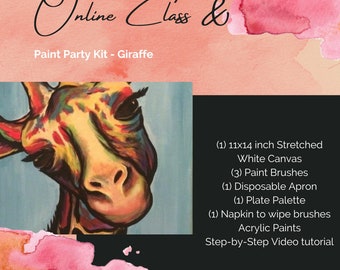 Paint Party Painting Kit - Cute Giraffe Painting