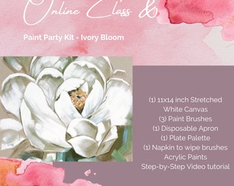 Paint Party Painting Kit - White Flower Painting