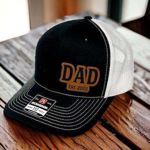 DAD Richardson 112 Hat, Dad Hat, DAD Leather Patch Hat, 2024 Fathers Day Gifts, Dad Patch Cap, Dad Birthday Gifts, Richardson Trucker Hat,