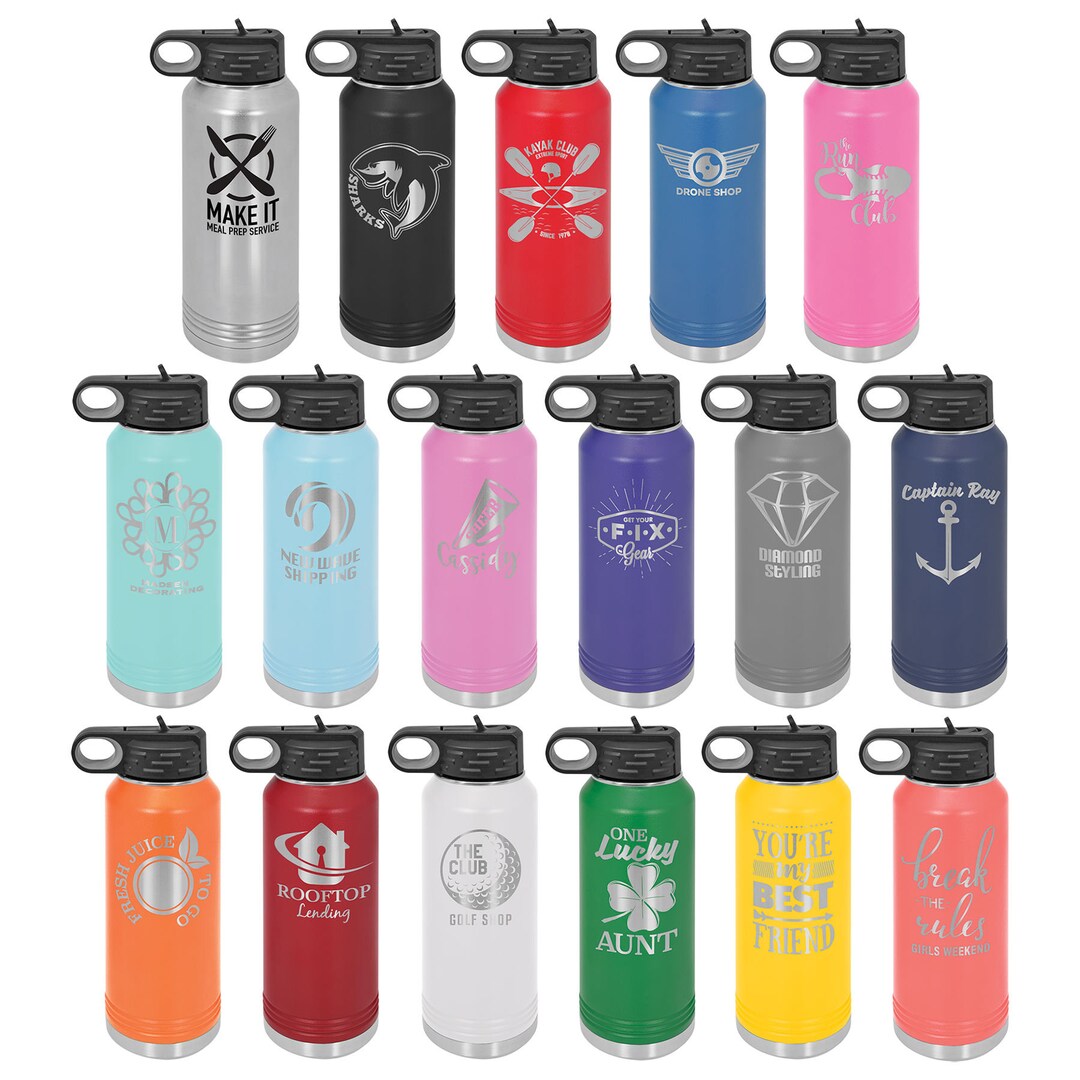 40 Oz Personalized Engraved Water Bottle, Sports Bottle With Straw and ...