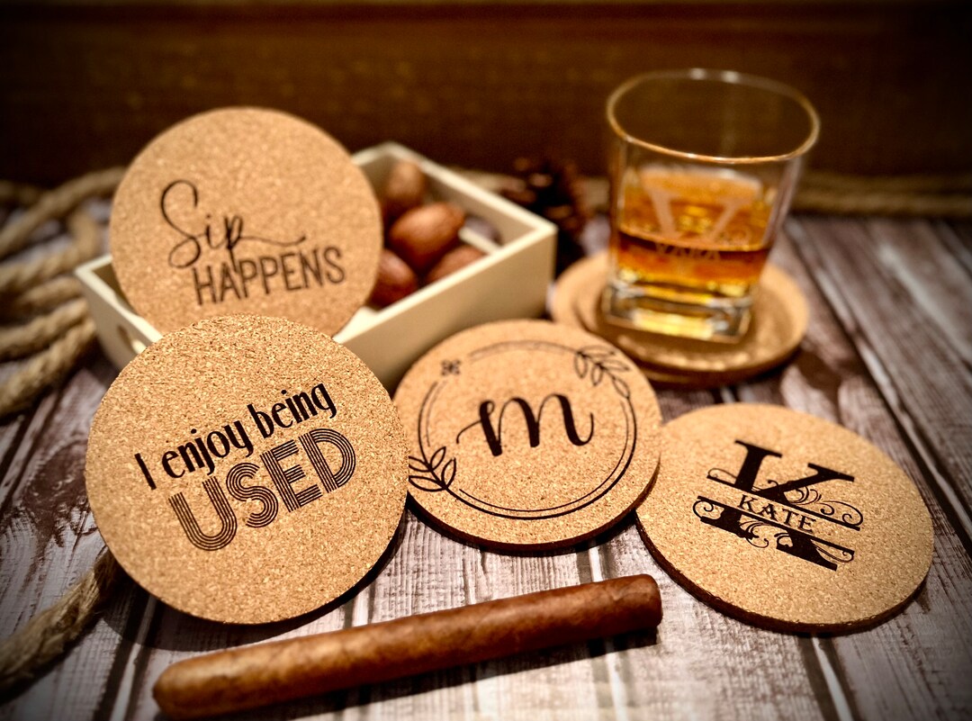 PERSONALIZED BULK COASTERS, Custom Cork Coaster for Company Monogram