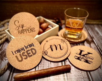 PERSONALIZED BULK COASTERS, Custom Cork Coaster For Company Monogram, Text, Name, Gift For Corporate, Clients, Employees, Kitchen Accessory