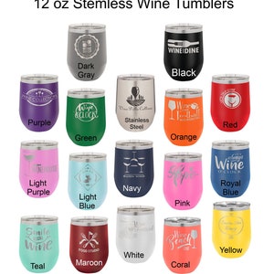 12 oz Personalized Tumblers, Custom Engraved Travel Mug, Engraved Mug, Insulated Tumbler, Groomsmen Tumbler, Stemless Wine Glasses