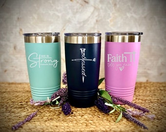 Christian 20 oz Slider Lid Personalized Tumbler, Custom Tumbler, Personalized Tumbler, Tumbler with slider lid, Custom Engraved Cup