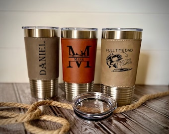 20 oz Leatherette Tumbler, Personalized Tumblers, Custom Engraved Travel Mug, Engraved Mug, Sports gift, 30 oz Tumblers, Gift, Grooms gift