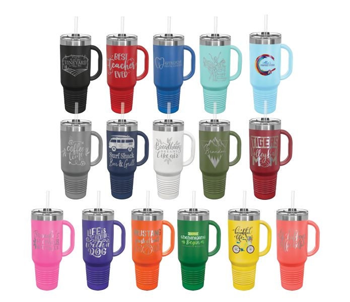 Gobelet personnalisé de 40 oz, tasse de voyage avec nom personnalisé, gobelet gravé au laser, tasse à eau en acier inoxydable, gobelet de demoiselle d'honneur, gobelet isotherme