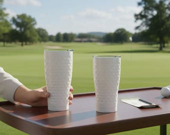Personalized Golf Ball Dimple Tumbler – Engraved Golfer Gift